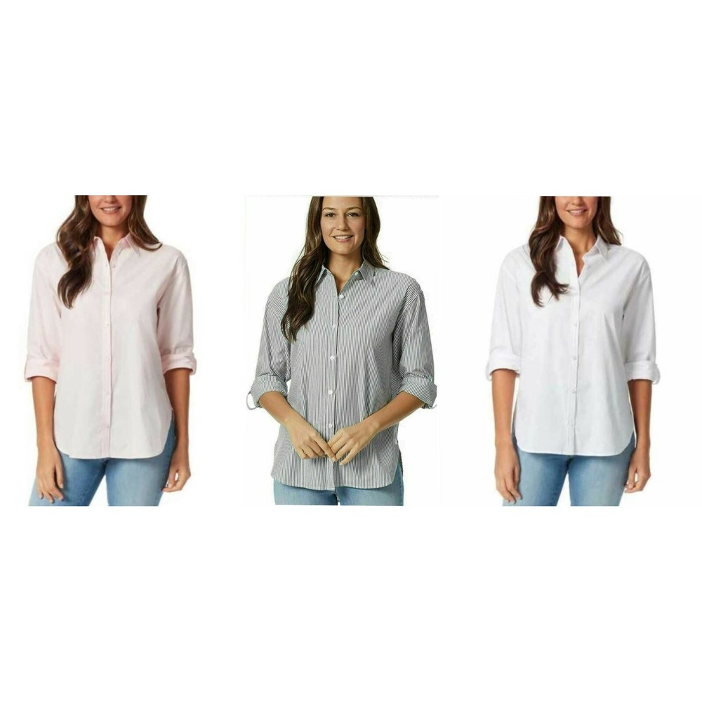 New Gloria Vanderbilt Women's Amanda Woven Collared Button Shirt